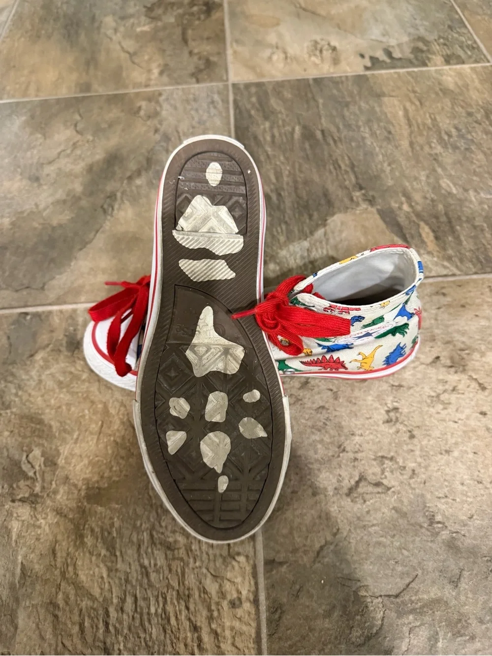 Converse Kids High-Top Sneakers in Red, Blue, Green & Yellow Dinosaur Print